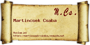 Martincsek Csaba névjegykártya